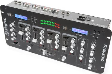 DJ Mixer 19" STM-3010 4-kanals med Crossfader og Dobbelt USB/MP3 afspiller