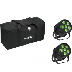 Eurolite Set 2x LED Silent Par 6 QCL floor bk + Soft Bag TILBUD NU