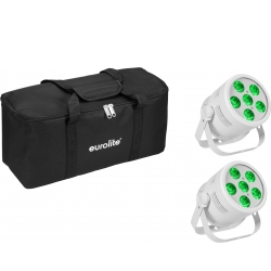 Eurolite Set 2x LED Silent Par 6 QCL Floor wh + Soft Bag TILBUD NU