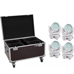 Eurolite Set 2x LED TMH-X4 Moving Head Wash Zoom wh + EU Case with wheels TILBUD