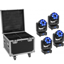 Eurolite Set 4x LED TMH-H240 Beam/Wash/Flower Effect + Case TILBUD NU