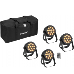 Eurolite Set 4x LED PARty Spot Silent RGB/WW with Soft Bag TILBUD NU
