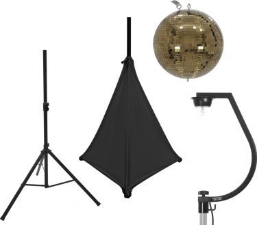 Eurolite Set Mirror ball 30cm gold with stand and tripod cover black