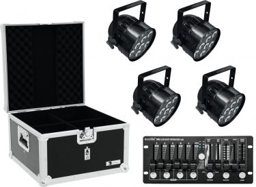 Eurolite Set 4x LED PAR-56 HCL bk + Case + Controller