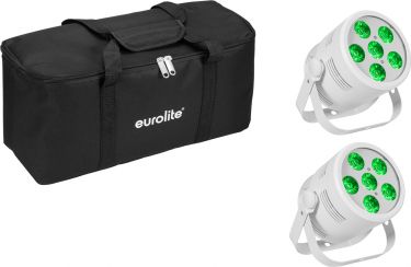Eurolite Set 2x LED Silent Par 6 QCL Floor wh + Soft-Bag