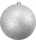 Julepynt, Europalms Deco Ball 10cm, silver, glitter 4x