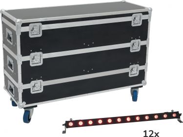 Eurolite Set 12x LED BAR-12 QCL RGB+UV Bar + Case with wheels
