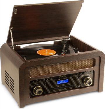 Retro Musikanlæg, Nashville Vintage med Pladespiller, CD, FM/DAB+ Radio og Bluetooth / Mørk træ