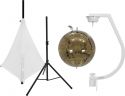Spejlkugler, Eurolite Set Mirror ball 30cm gold with stand and tripod cover white