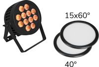 Eurolite Set LED IP PAR 12x8W QCL Spot + 2x Diffuser cover (15x60° and 40°)