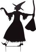 Black Light, Europalms Silhouette Metal Witch with Broom, 140cm