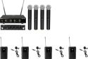 Omnitronic Set UHF-E4 Wireless Mic System + 4x BP + 4x Lavalier Microphone 823.6/826.1/828.6/831.1MH