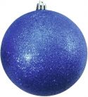 Julepynt, Europalms Deco Ball 10cm, blue, glitter 4x