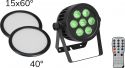 Outdoor Lightning, Eurolite Set LED IP PAR 7x8W QCL Spot + 2x Diffuser cover (15x60° and 40°)
