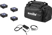 Eurolite Set 4x AKKU Flat Light 3 bk + Charger + Soft Bag