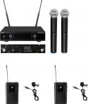 Omnitronic Set UHF-E2 Wireless Mic System + 2x BP + 2x Lavalier Microphone 527.5/529.7MHz
