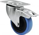 Flight Case Accessories, Roadinger Swivel Castor 100mm BLUE WHEEL with brake