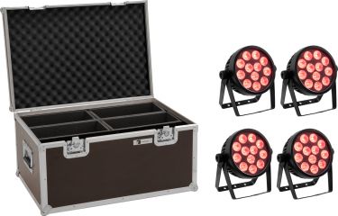 Eurolite Set 4x LED 4C-12 Silent Slim Spot + Case
