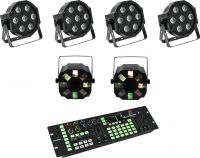 Eurolite Set 4x LED SLS-7 HCL Floor + 2x LED FE-700 + DMX LED Color Chief Controller