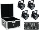 Diskolys & Lyseffekter, Eurolite Set 4x LED PAR-56 QCL bk + Case + Controller