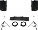 Loudspeakers, Omnitronic Set 2x XKB-212A + Speaker Stand MOVE MK2