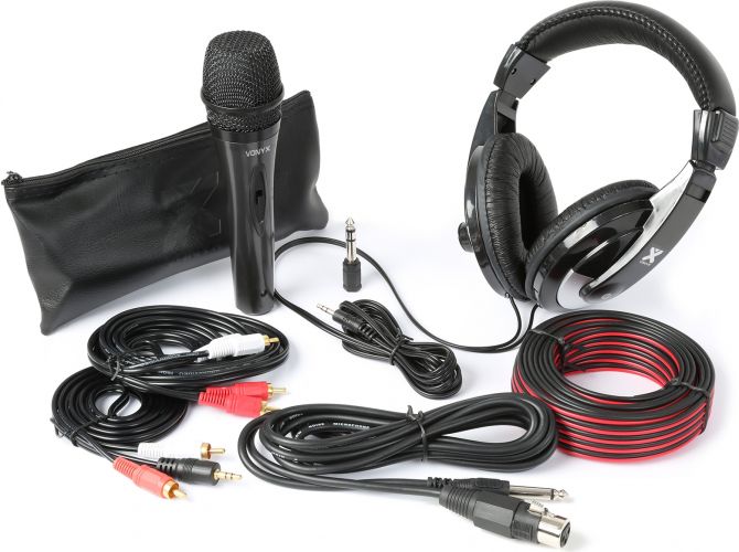 Dj tilbehørssæt MK II med hovedtelefon, mikrofon og kabler