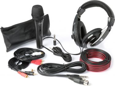 Dj tilbehørssæt MK II med hovedtelefon, mikrofon og kabler