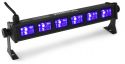 Diskolys & Lyseffekter, UV lys bar, BUV63 med 6 stk. kraftige UV LED / 36cm bred / solid monteringsfod for nem opsætning!