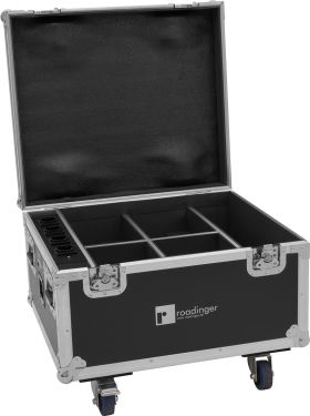 Roadinger Flightcase 4x AKKU IP PAR 7 QCL WDMX with charging function