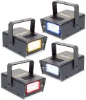Mini LED stroboskoper - sæt med 4 stk. i Rød, Gul, Blå og Hvid