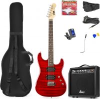 GigKit Elektrisk Guitar Pakke Quiltet Stil Mørkerød