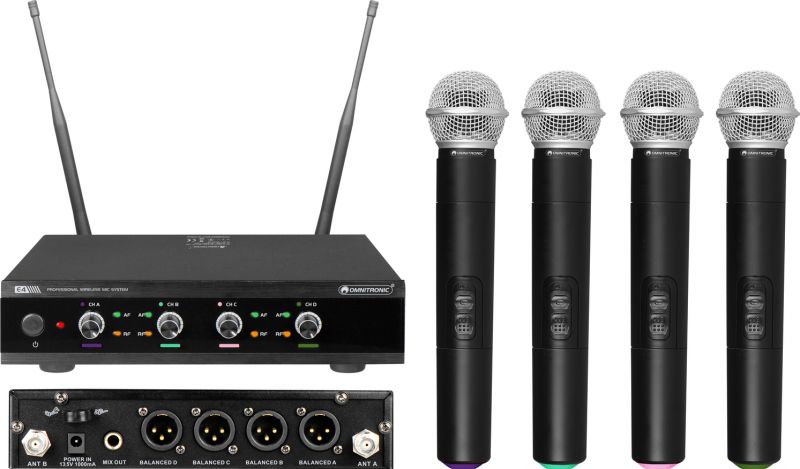 Omnitronic UHF-E4 Wireless Mic System 518.7/520.9/523.1/525.3MHz