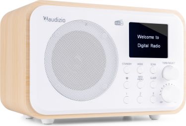 DAB Radio 'Luxus- og Transportabel Radio' DAB/DAB+/FM/Bluetooth modtager og højttaler, Hvid
