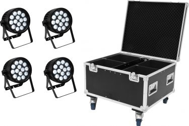 Eurolite Set 4x AKKU IP PAR 14 HCL QuickDMX + Case