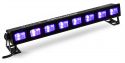 Diskolys & Lyseffekter, UV lys bar, BUV93 med 8 stk. kraftige UV LED / 41cm bred / solid monteringsfod for nem opsætning!
