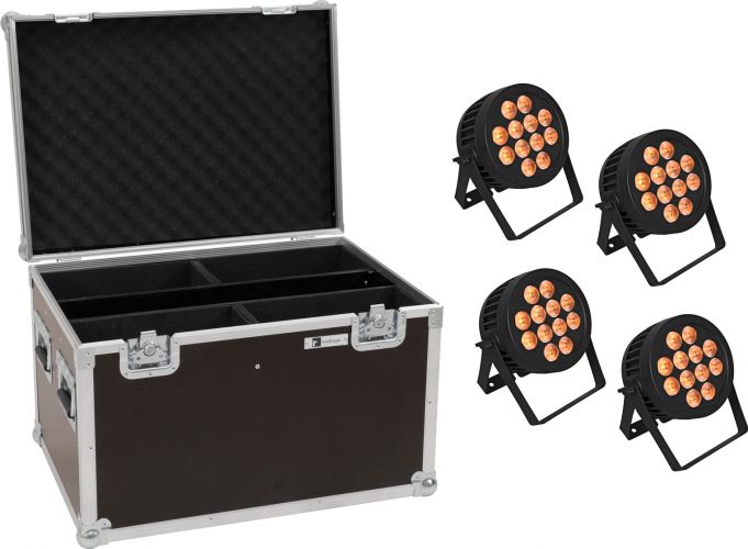 Eurolite Set 4x LED IP PAR 12x8W QCL Spot + Case