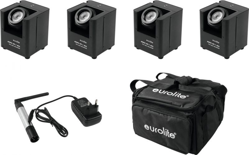 Eurolite Set 4x AKKU UP-1 + SB-4 Soft Bag + QuickDMX Wireless transmitter