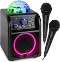 Karaoke til børn, Karaoke Højttaler til børn "Ekstra farverigt diskolys + LED-lys-ring" 2 mikrofoner / Bluetooth, Sort
