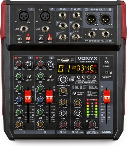 VM-KG06 Musikmikser 6-kanals BT/DSP/USB-optagelse