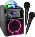 Karaoke Højttaler til børn "Ekstra farverigt diskolys + LED-lys-ring" 2 mikrofoner / Bluetooth, Sort