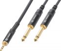 Kabel "god kvalitet" 3.5mm Stereo Jack til 2x 6.3mm Mono Jack, sort 3m