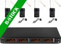 Trådløse Mikrofon Systemer, PD504B 4x 50-Channel UHF Wireless Microphone Set with 4 bodypack microphones "B-STOCK"