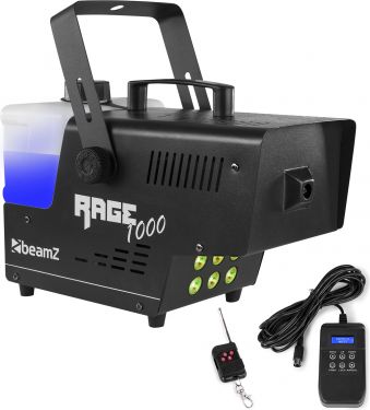 BeamZ RAGE1000LED Røgmaskine med timer og trådløs fjernbetjening og DMX