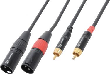 Kabel "god kvalitet" 2x RCA han til 2x XLR han, sort 3m