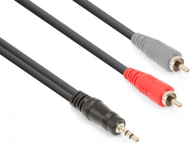 CX334-6 Kabel 3,5 mm Stereo - 2x RCA Hanstik 6m