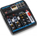 Musik mixer VMM-P500, 4 kanaler, USB, MP3, DSP / Strømforsynes via USB, fx en batteri Powerbank!