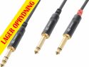 Kabler og stik, Kabel "god kvalitet" 6.3mm Stereo Jack til 2x 6.3mm Mono Jack, sort 1.5m