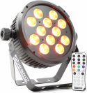 Flat PAR, BeamZ BT300 Flat PAR 12x 12W 6-i-1 LED'er med RGBAW-UV farvemix, DMX, Musikstyring og Fjernbetjening