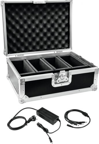 Eurolite Set Flightcase 4x AKKU Flat Light 1 + Ladegerät