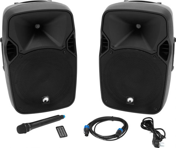 Omnitronic XFM-212AP Active 2-Way Speaker Set with Wireless Microphone